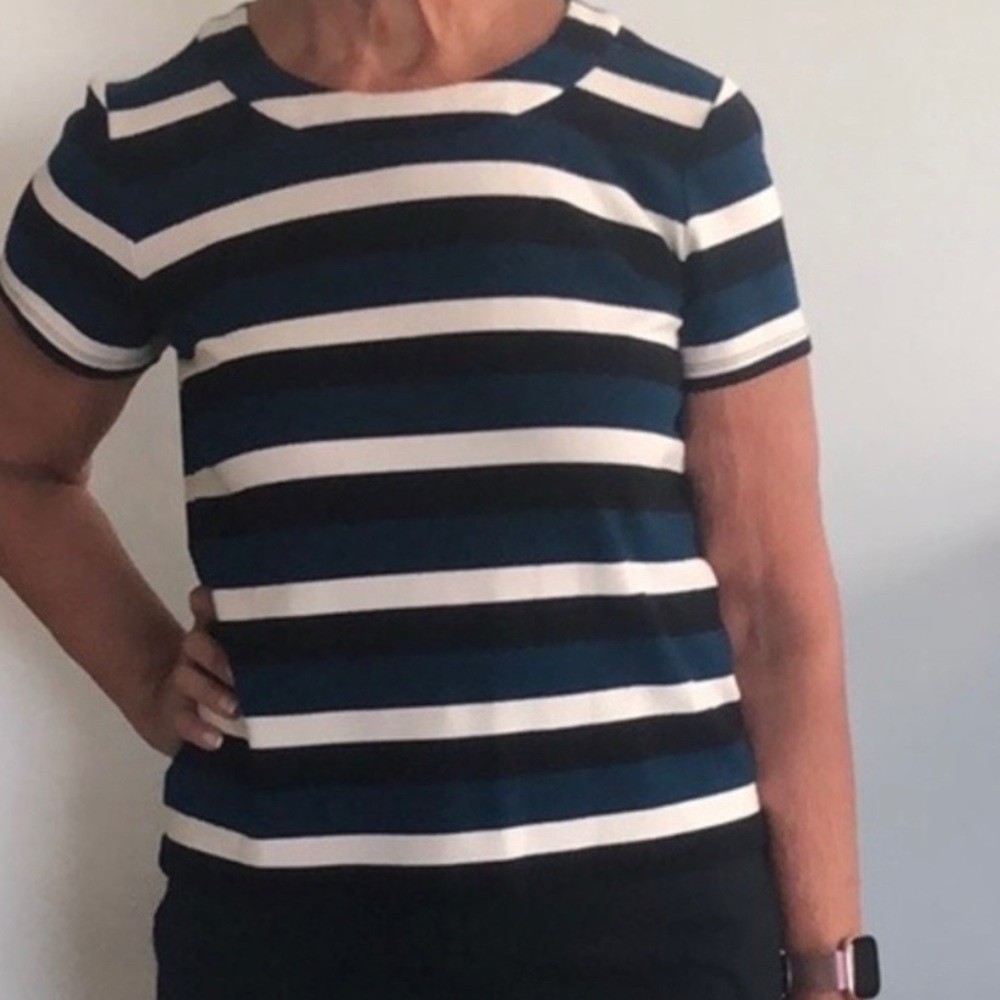 Ann Taylor Navy Striped Top